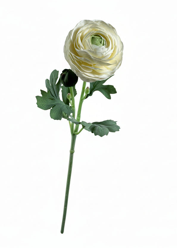 Hand holding a large artificial flower against a plain background
